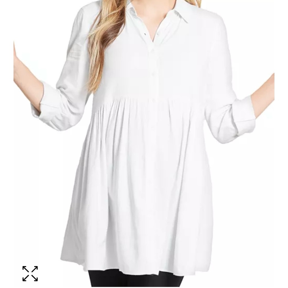 NWT Ingrid+Isabel White Peplum Maternity Shirt Dress, Size XS